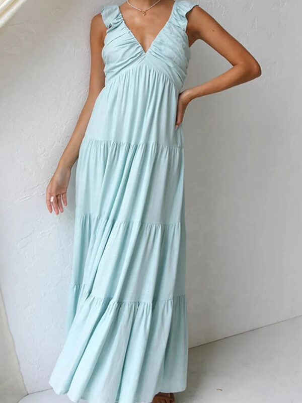 Ruffled V-Neck Tiered Dress