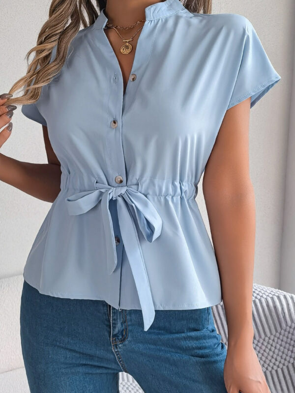Tie Waist Button-Down Shirt