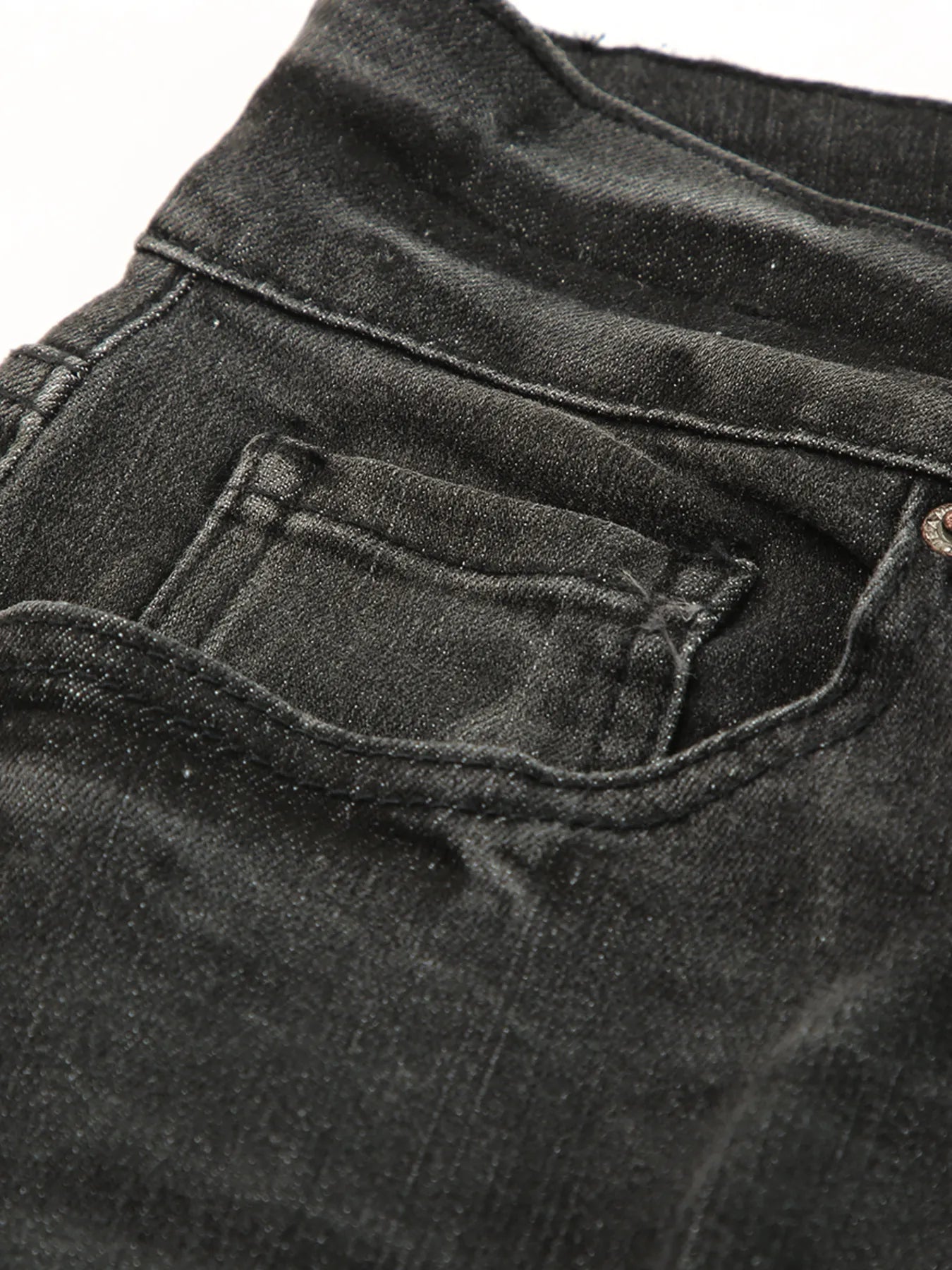 minbolu High Waist Jeans Distressed Straight Leg Blue Light Blue Black - Image 26