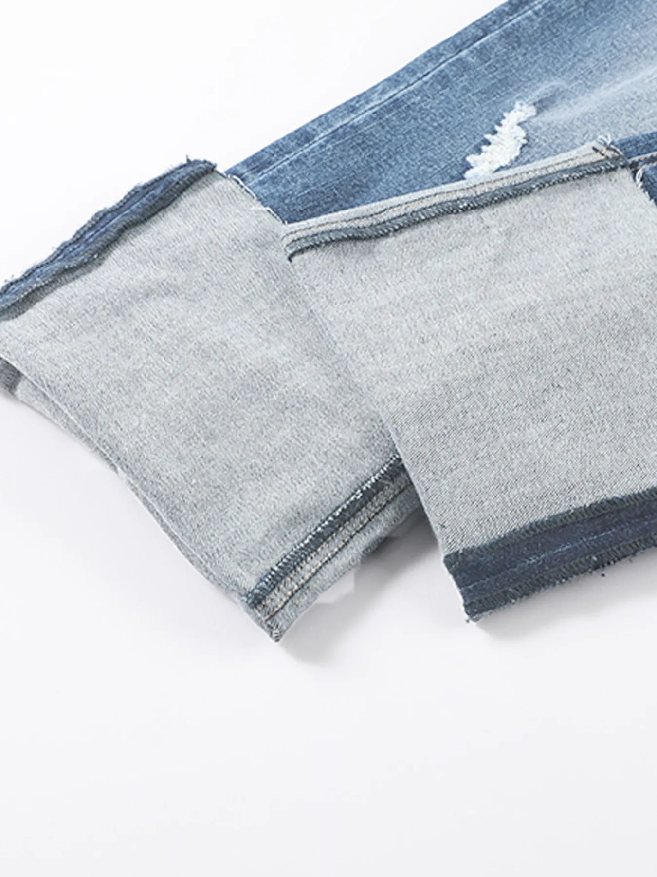 minbolu High Waist Jeans Distressed Straight Leg Blue Light Blue Black - Image 9