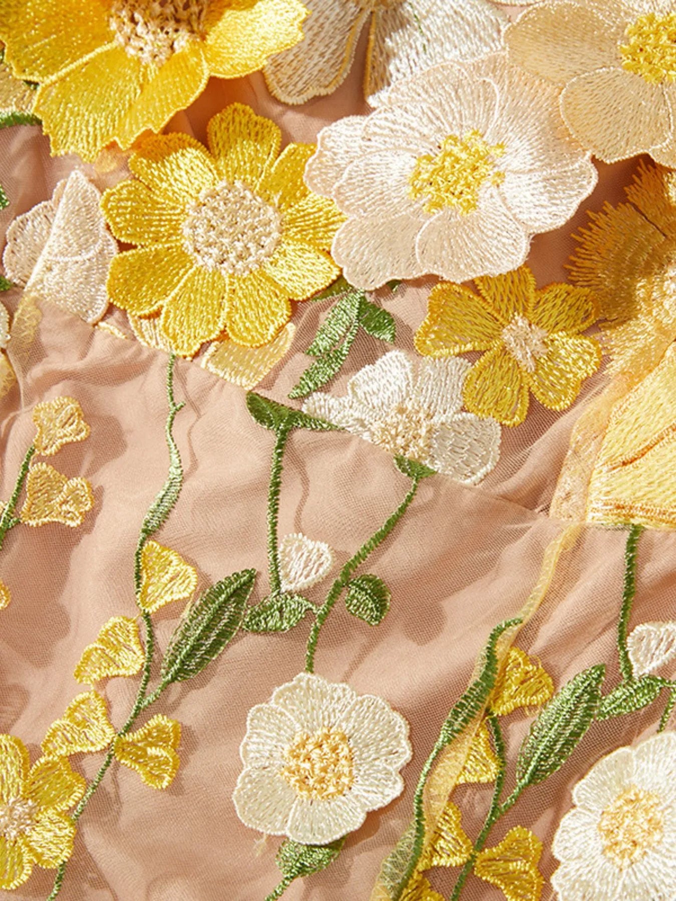 Floral Embroidered Mesh Long Sleeve Midi Dress - Image 26