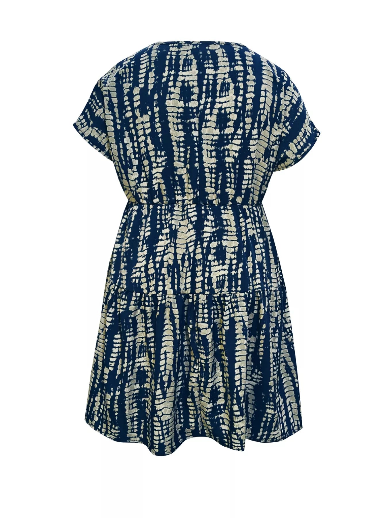 Plus Size Printed Long Sleeve Ruffle Hem Mini Dress - Image 4
