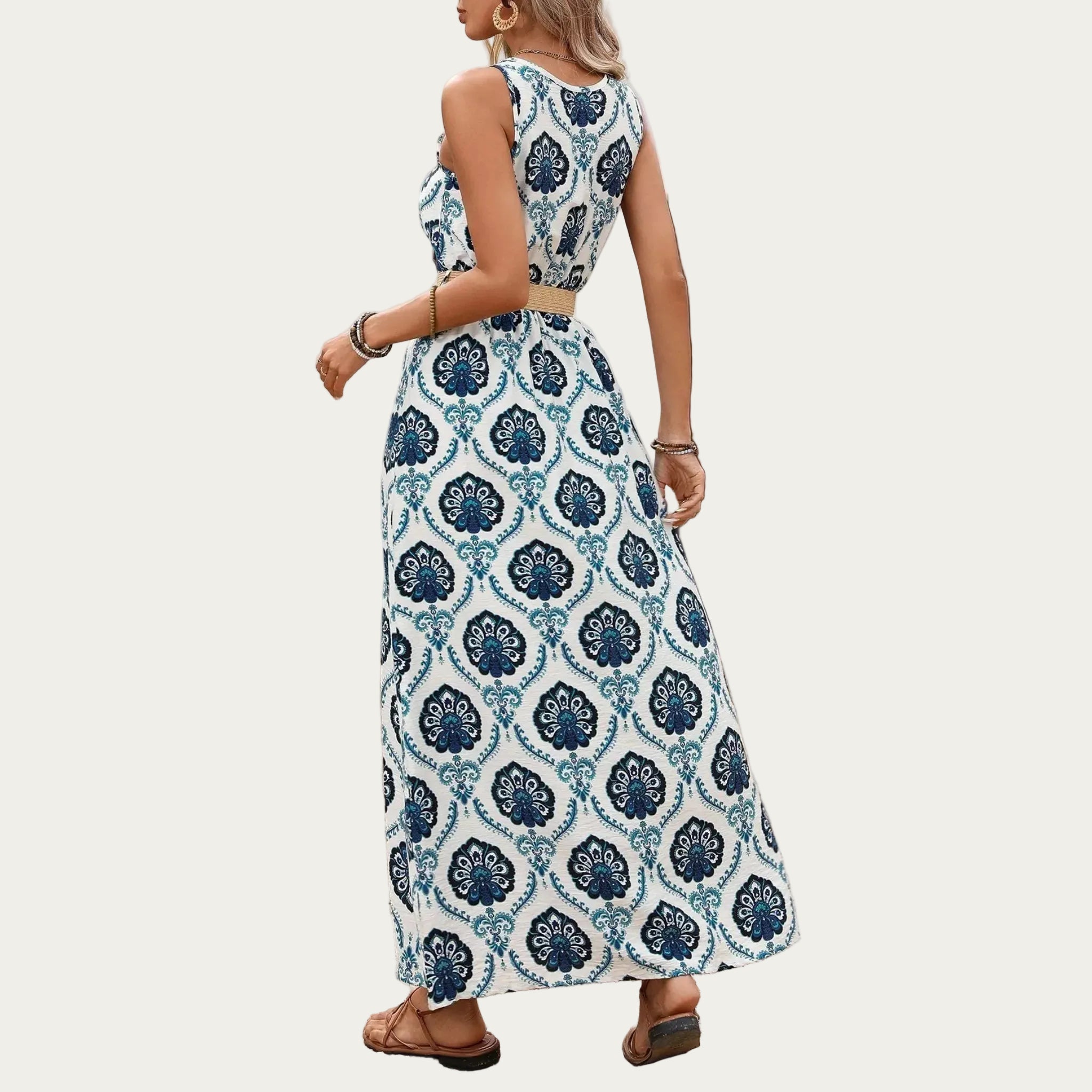 minbolu Printed Slit Sleeveless Maxi Dress - Image 2