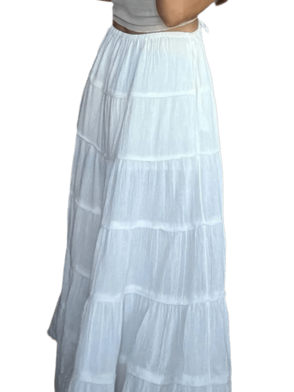 Boho Chic Tiered Maxi Skirt in White