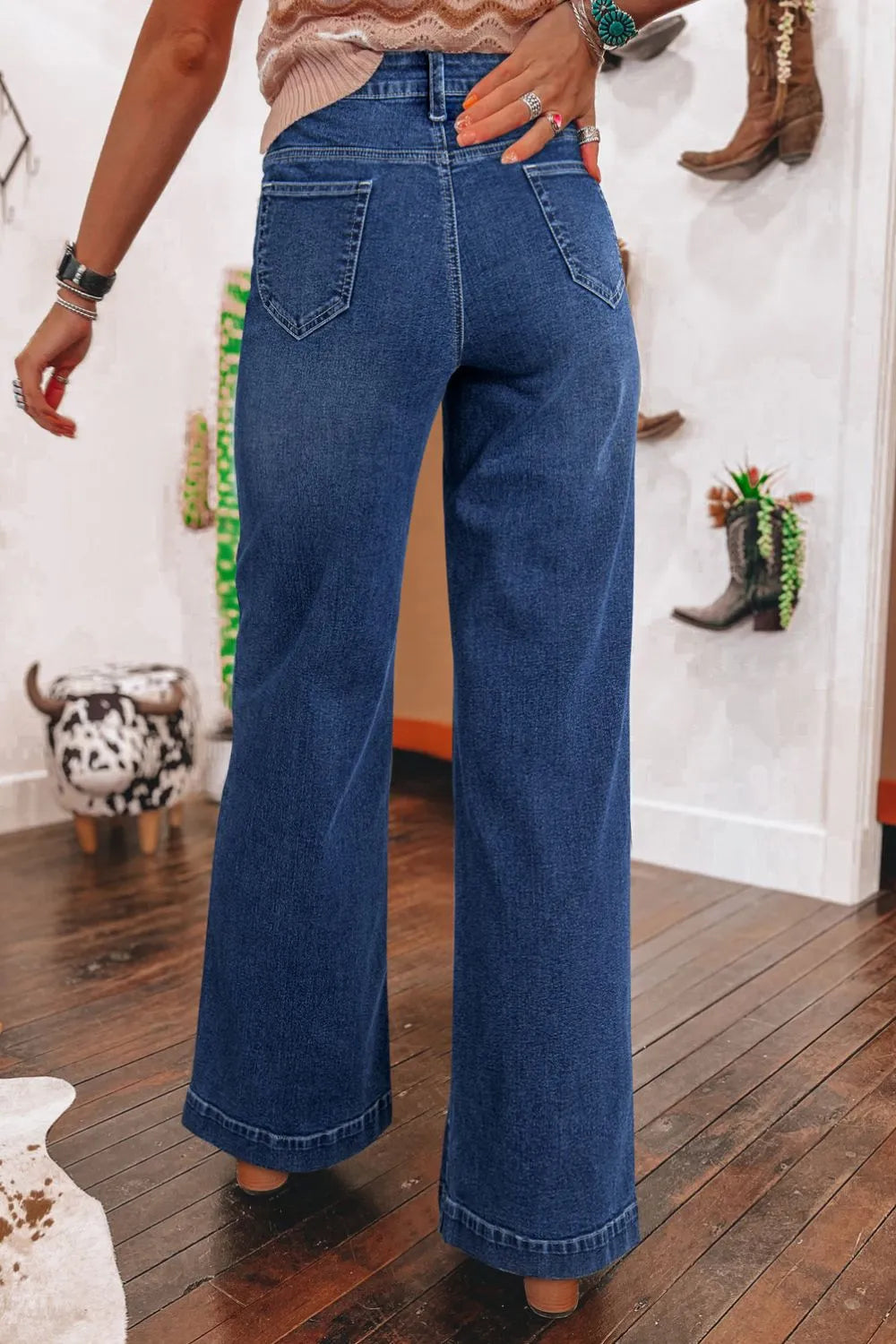 minbolu Relaxed Fit High Waist Jeans Medium Denim - Image 3