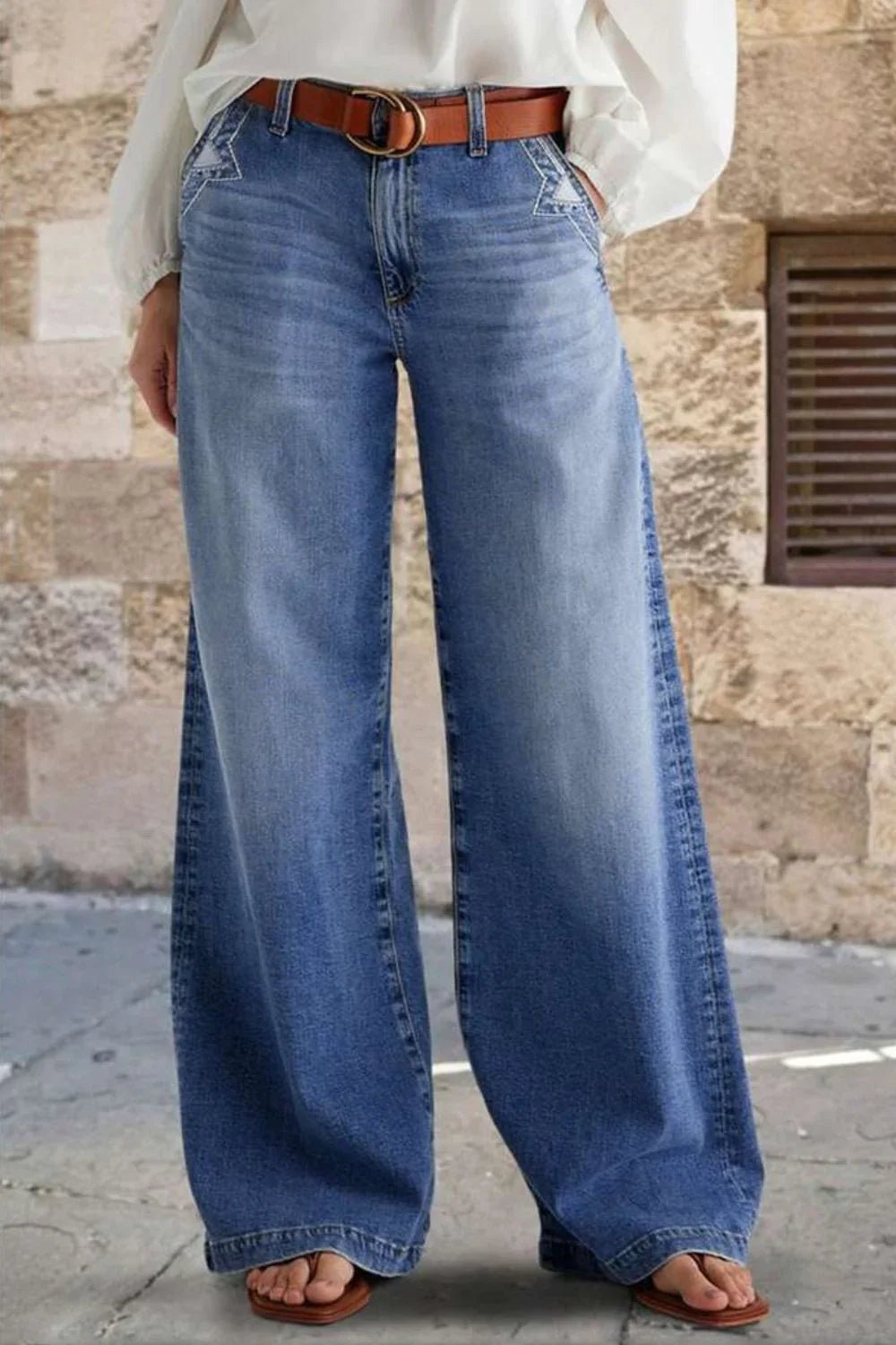 Embroidered Straight Leg Jeans - Stylish & Comfortable