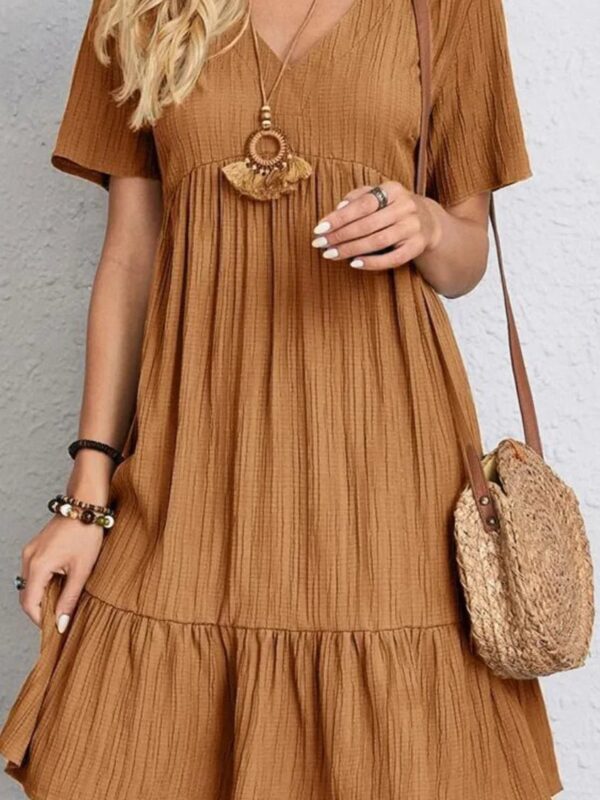 Short Sleeve Knee-Length Boho Dress Full Size Plus Size