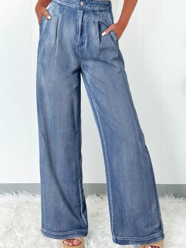 Trendy High Waist Wide Leg Jeans