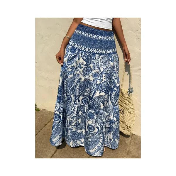 Women's Printed Tiered Maxi Skirt - Floral Boho Long Skirt - Image 6