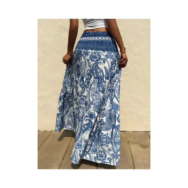 Women's Printed Tiered Maxi Skirt - Floral Boho Long Skirt - Image 5